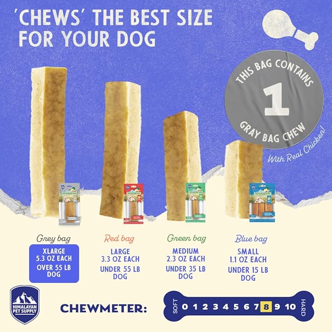 Himalayan Dog Chew Original Yak Cheese Dog Chew, Chicken, 1 X-Large Stick, 5.3 oz, Gluten Free, Healthy Dog Treats, Grain & Lactose Free 100% Natural, Long Lasting Dog Chews for Dogs Over 55 lbs