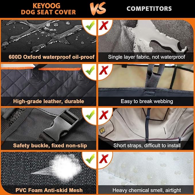 KEYOOG Dog Car Seat Cover 100% Waterproof