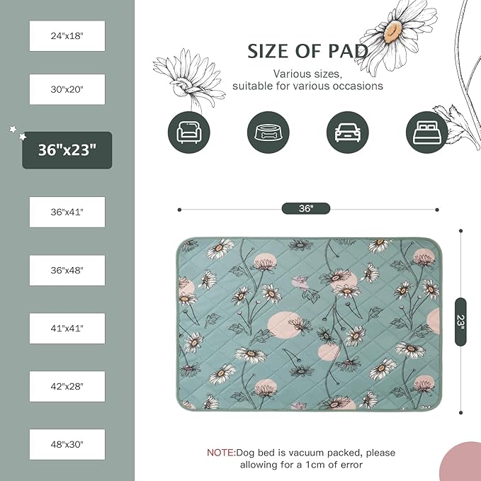 IEUUMLER Washable Pee Pads for Dogs 2 Pack EU007 (Green 36"X24"-2pcs)