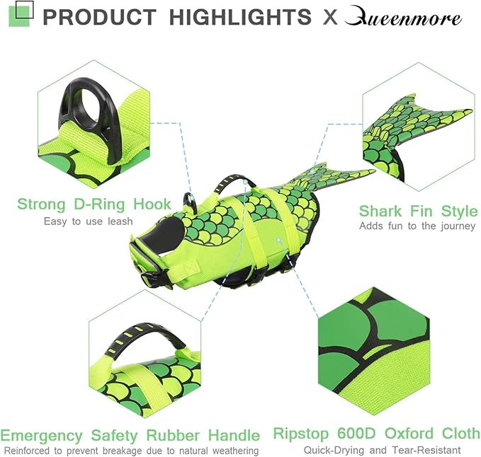 Queenmore Mermaid Dog Life Jacket Large