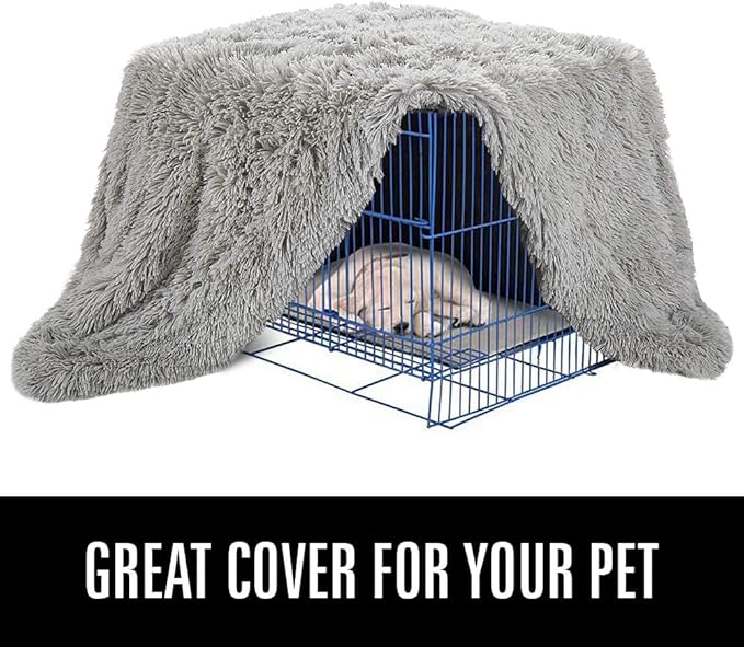 LOCHAS Luxury Fluffy Dog Blanket 40''x60'' Grey