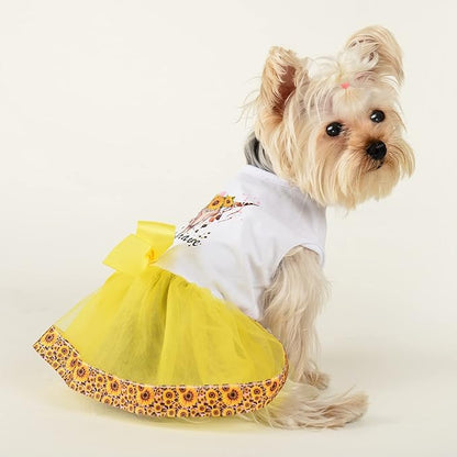 Dog Clothes Summer Sunflower Lace Dog Dress