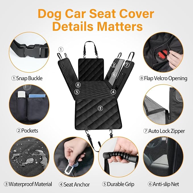 HealSmart Dog Car Seat Cover for Back Seat