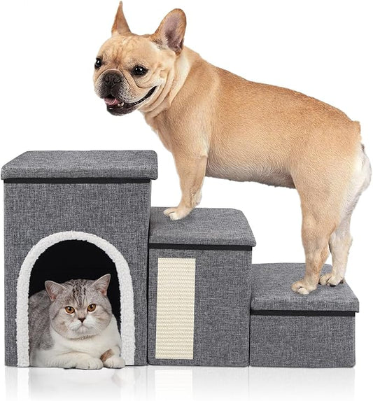 Dog Stairs for Small Medium Dogs and Cats 180LBS,Gray