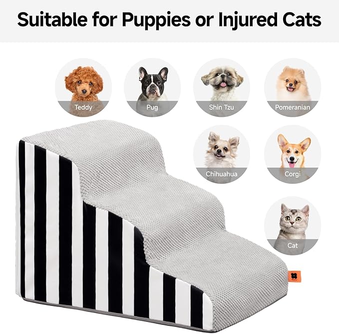 MEWOOFUN Dog Stairs for Small Dogs 3-Tier Dog 50lbs Small
