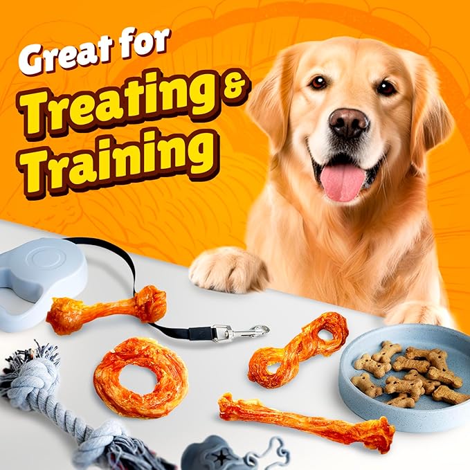 Gootoe Turkey Tendon Dog Treats – 100% USA-Sourced, Natural Snack, Premium Training Chews, Hypoallergenic, Reseal Value Bags, Size for Small Dogs, Ring (Small) 6 Unit/Pack