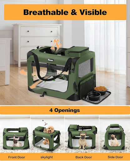 Extra Large Dog Crate with 2 Foldable Bowl 32 Inch (32" L 23" W 23" H,