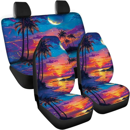 Sunset Palm Car Seat Covers Full Set 4pcs