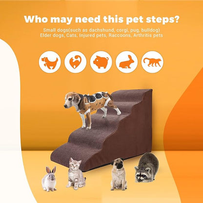Foam 5 Tier Dog Steps&Stairs for High Beds 25 inches High