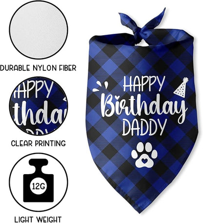 Happy Birthday Dad Blue Dog Bandana Birthday Triangle
