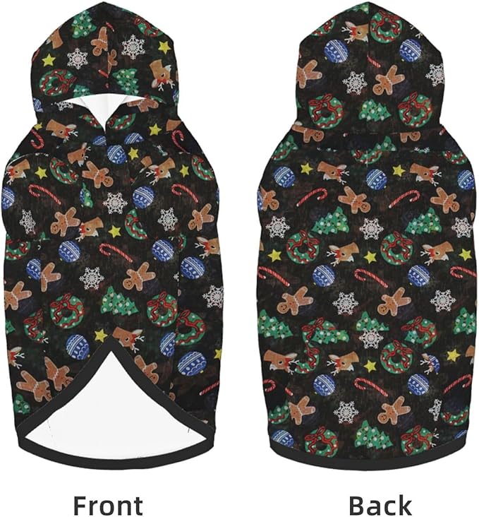 Xmas Tree Reindeer Ginger Cookie Dog Hoodie Cute