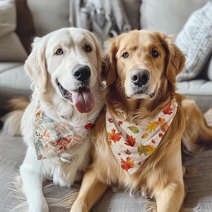 Fall Dog Bandana 2 Pack Thanksgiving Dog Bandana Leaf Pet Scarf Reversible Fall Triangle Bibs Soft Cotton Boy Girl Dog Bandanas for Small, Medium, Large Dogs (Small)