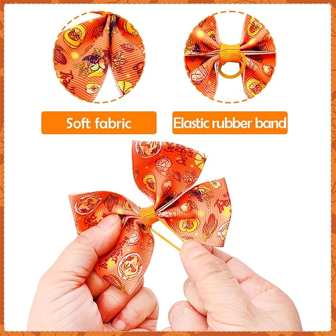 24Pcs/12 Pairs 4" Big Dog Hair Bows Thanksgiving