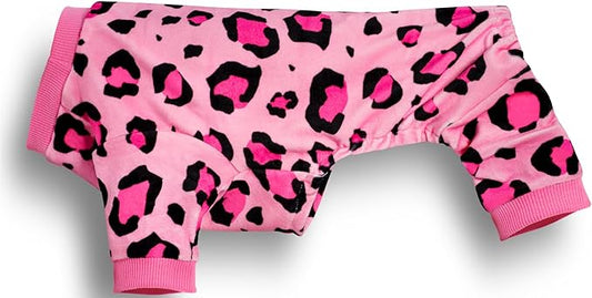 Paiaite Dog Pajamas Onesie: Comfortable Four-Legged Apparel for Small, Medium, & Large Dogs, Polyester Material for Comfort, Wrinkle Resistance, Moisture Wicking, and Stretchiness Pink Leopard S