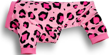 Paiaite Dog Pajamas Onesie: Comfortable Four-Legged Apparel for Small, Medium, & Large Dogs, Polyester Material for Comfort, Wrinkle Resistance, Moisture Wicking, and Stretchiness Pink Leopard L