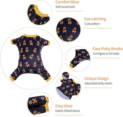 CuteBone Dog Halloween Pajamas Skull Clothes Soft Puppy Pjs for Small Dogs P247L