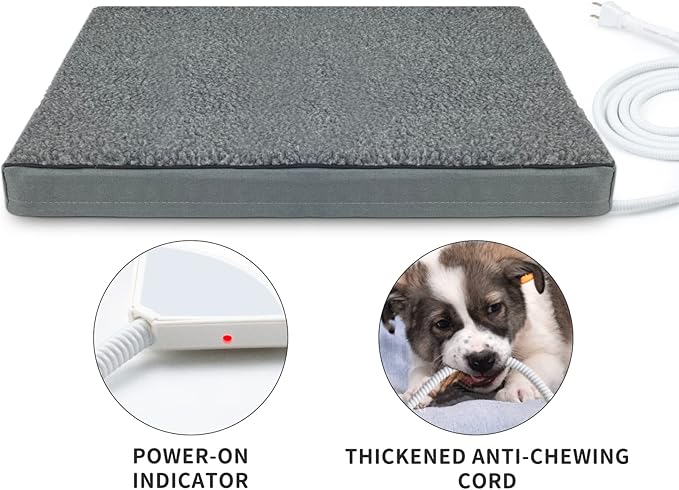 Outdoor Heated Pet Beds for Cat & Dog Orthopedic Foam Warming Beds Auto Temperature Control