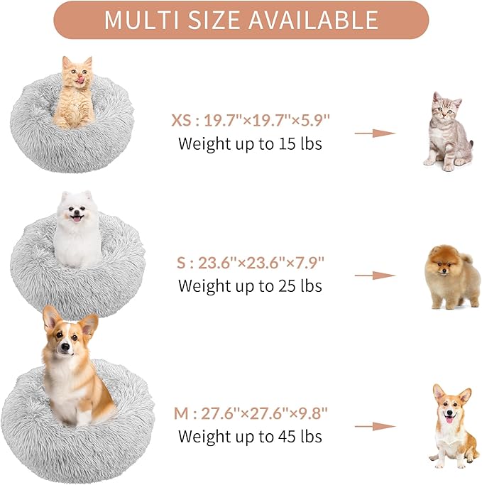 Deluxe Calming Dog Bed for Small Medium Dogs & Cats M(28" x 28" x 10"))