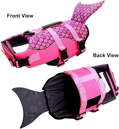 Queenmore Dog Life Jacket Ripstop Shark Dog Safety Vest Adjustable Preserver with High Buoyancy and Durable Rescue Handle for Small