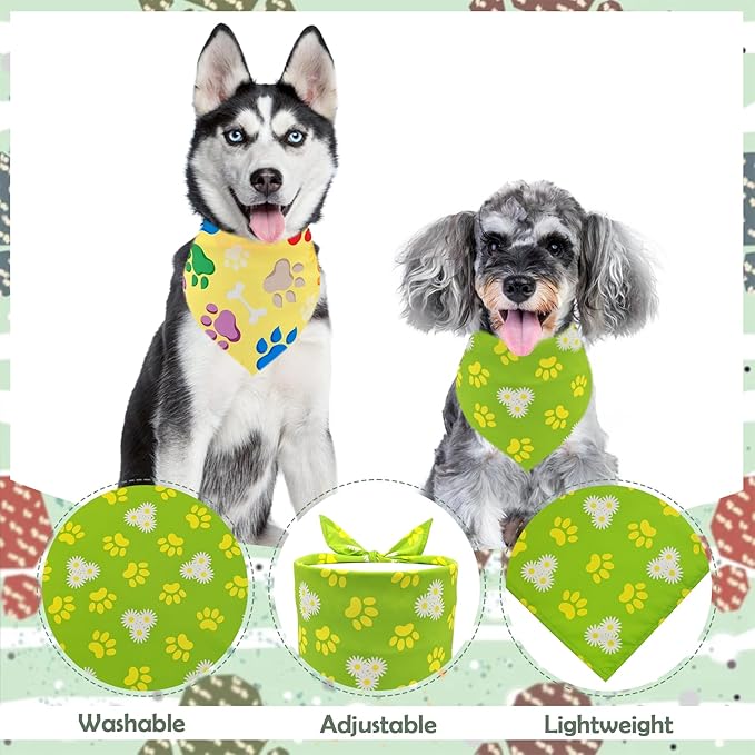 Paw Print Dog Bandanas for Small Dogs Breed 18 Inch 7PCS