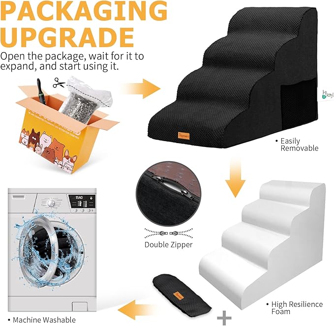 Topmart High Density Foam Dog Steps 4 Tiers