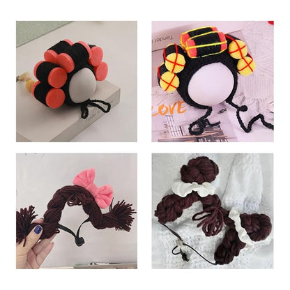 Cat Wig Funny Cute Cat Costume Hat Hair Roller Accessories Dress Up Clothing Festival Party (Bun)