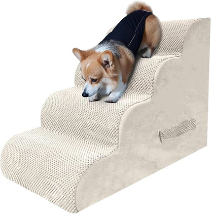 PAWSCART Dog Stairs for Small Dogs 19.6” H 30D Material 4-Step Dog