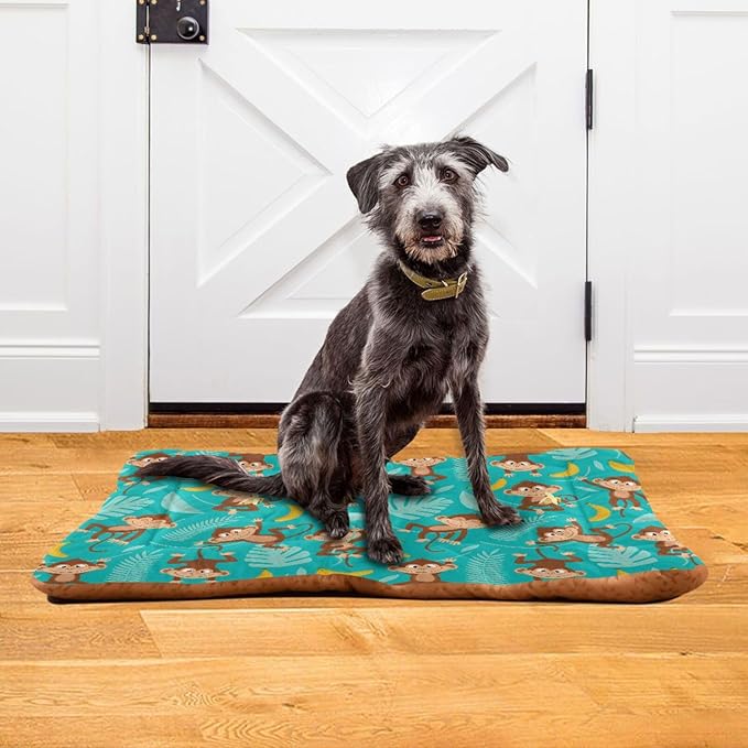 Monkey and Banana Pet Bed Pad Soft Dog Bed Mat with Anti-Slip Bottom