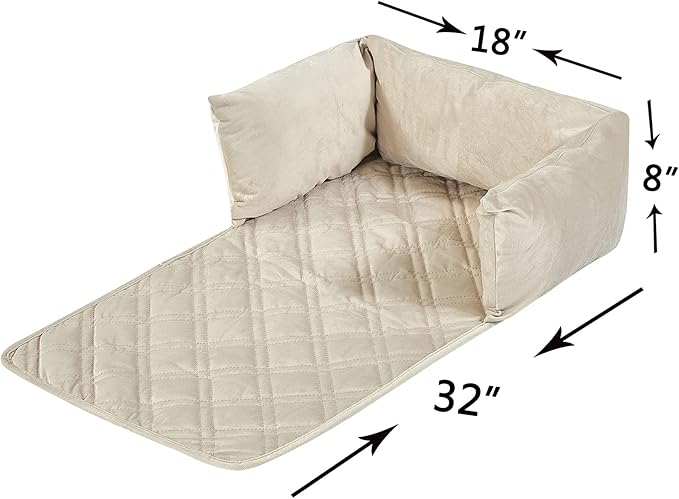 Brilliant Sunshine Premium Beige Silky Velvet Pet Sofa Bed
