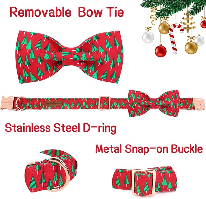 Unique style paws Christmas Dog Collar with Bow
