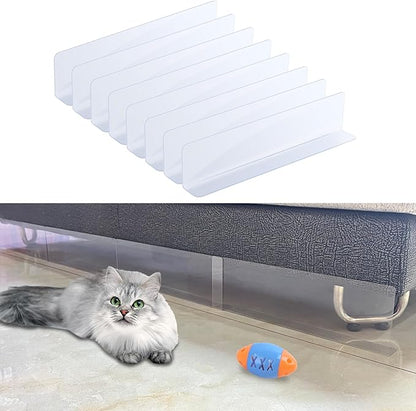 8 Pack Under Couch Blocker for Pets,3.14" High Bed Dogs and Cats Barrier Blockers Acrylic Plastic Adjustable Clear Toy Blocker for Puppy Kitten Couch Sofa Bed and Other Furniture