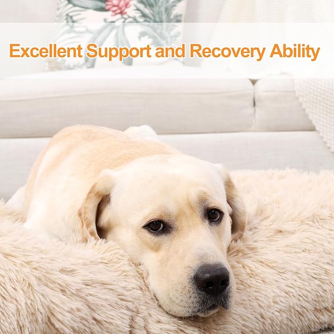 KSIIA Dog Crate Bed Washable Dog Beds for Extra Large Dogs Deluxe Plush Fluffy Comfy Thick Kennel Pad Anti-Slip & Anti-Scratch Pet Sleeping Mat 41 x 27 Inch,