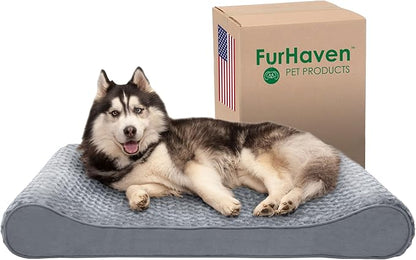 Furhaven Memory Foam Dog Bed for Large Dogs w/ Removable Washable Cover 75 lbs