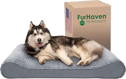 Furhaven Memory Foam Dog Bed for Large Dogs w/ Removable Washable Cover 75 lbs