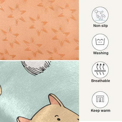 Puppy Dog Faces Pet Bed Pad Soft Dog Bed Mat with Anti-Slip Bottom 36 * 24inches