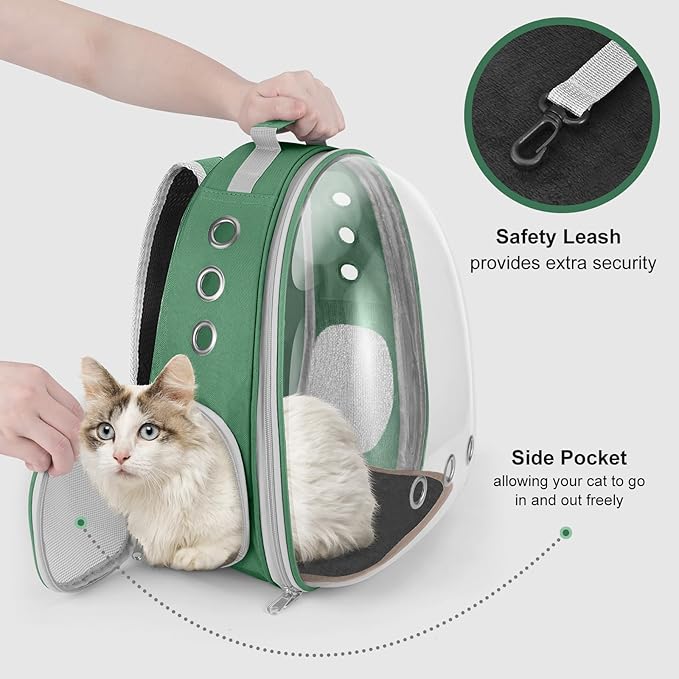 Cat Carrier Backpack Portable Pet Travel Solution Pet Carrier Dog Carrier Backpack Bag Space Capsule for Small Medium Cat Puppy Dog Travel Hiking Walking Camping Up to 17Lb (Green)