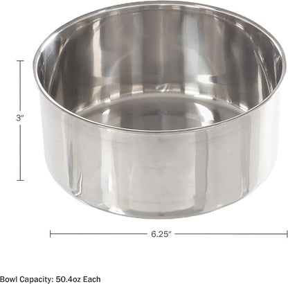 Set of 2 Stainless-Steel Dog Bowls - Cage, Kennel, and Crate Hanging Pet Bowls for Food and Water - 50.4oz Each and Dishwasher Safe by PETMAKER