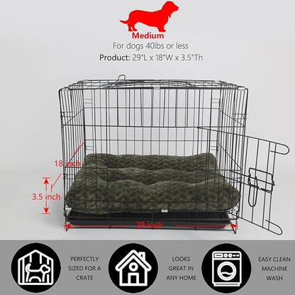 30 Inch dog crate bed crate pads for dog cages Dog Crate Bed for Medium Dogs Soft and Fluffy Crate Mats for Dog Cages Up to 40 lbs Pet Bed Mat Pillows Kennel Pads for Crates Tire Printing Olive Green