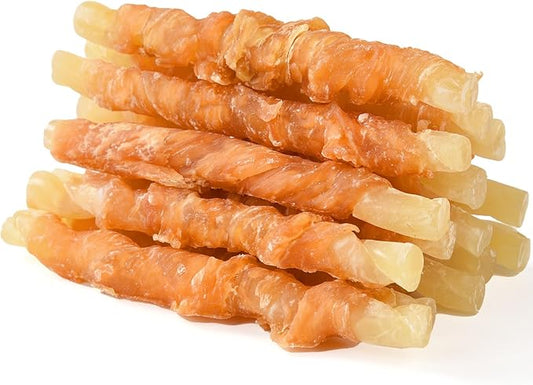 Chicken Wrapped Cod Sticks for Dogs, Grain-Free Rawhide-Free Natural Dog Treats Training Rewards Snacks Dog Soft Chews Treats 15-17 Counts