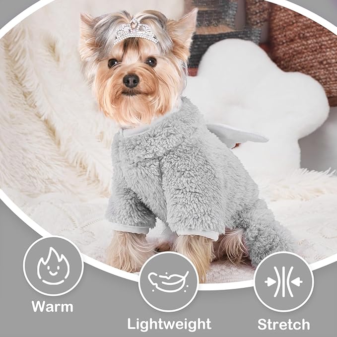 Dog Pajamas Small Dog Sweaters - Winter Warm Dog Jumpsuit, Soft and Stretchy 4 Legged Fleece Dog Clothes for Small Dogs Girl Boy (XX-Small, Grey)