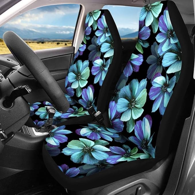 CLOHOMIN Hawaiian Hibiscus Print Car Seat Covers Front 2 Pack