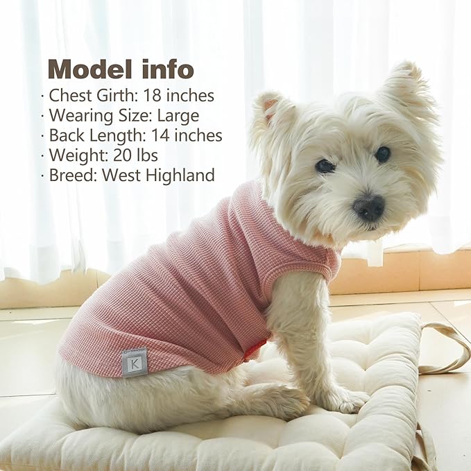 KYEESE 2Pack Waffle Dog Shirts for Small Dogs Stretchy Dog T-Shirts Lightweight Dog Tank Top Sleeveless Striped Dog Shirt Vest Breathable Cat Shirt