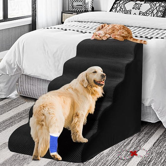 Foam Dog Stairs&Steps for Small Dogs for High Beds 26-28 Inches,Non-Slip