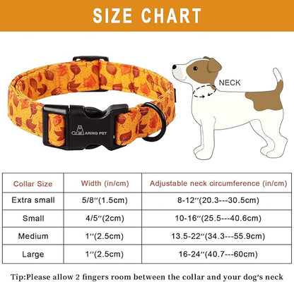 ARING PET Fall Dog Collar-Cotton Lightweight Maple Leaves Dog Collar