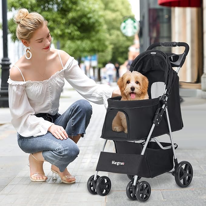 Pet Stroller for Medium Small Dogs and Cats 4 Wheels,