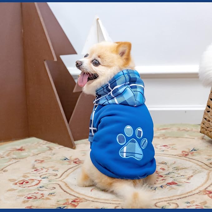 Plaid Dog Hoodie Pet Clothes Sweaters with Hat 1)