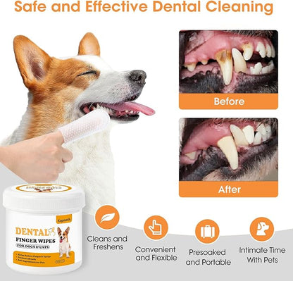 Teeth Cleaning Finger Wipes Cats,50 Ct,Unscented
