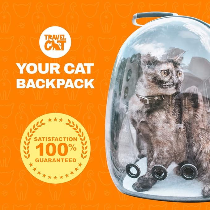 Voyager Carrier Bag - Premium Transparent Bubble Capsule Pet Carrier for Small, Medium Cats - Airline Approved Cat Bubble Backpack with Removable Mat, Side Pocket and Adjustable Stra