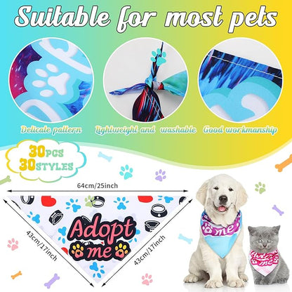 30 Pcs Adopt Me Dog Bandanas Pet Bandanas