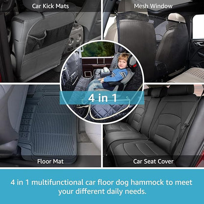 Lassie 4 in 1 Dog Floor Hammock for Crew Cab,100% Waterproof Backseat Cover Dog Seat Covers, Bench Protector for Ford F150, Chevy Silverado,GMC Sierra,Toyota Tundra,Ram 1500 Truck etc